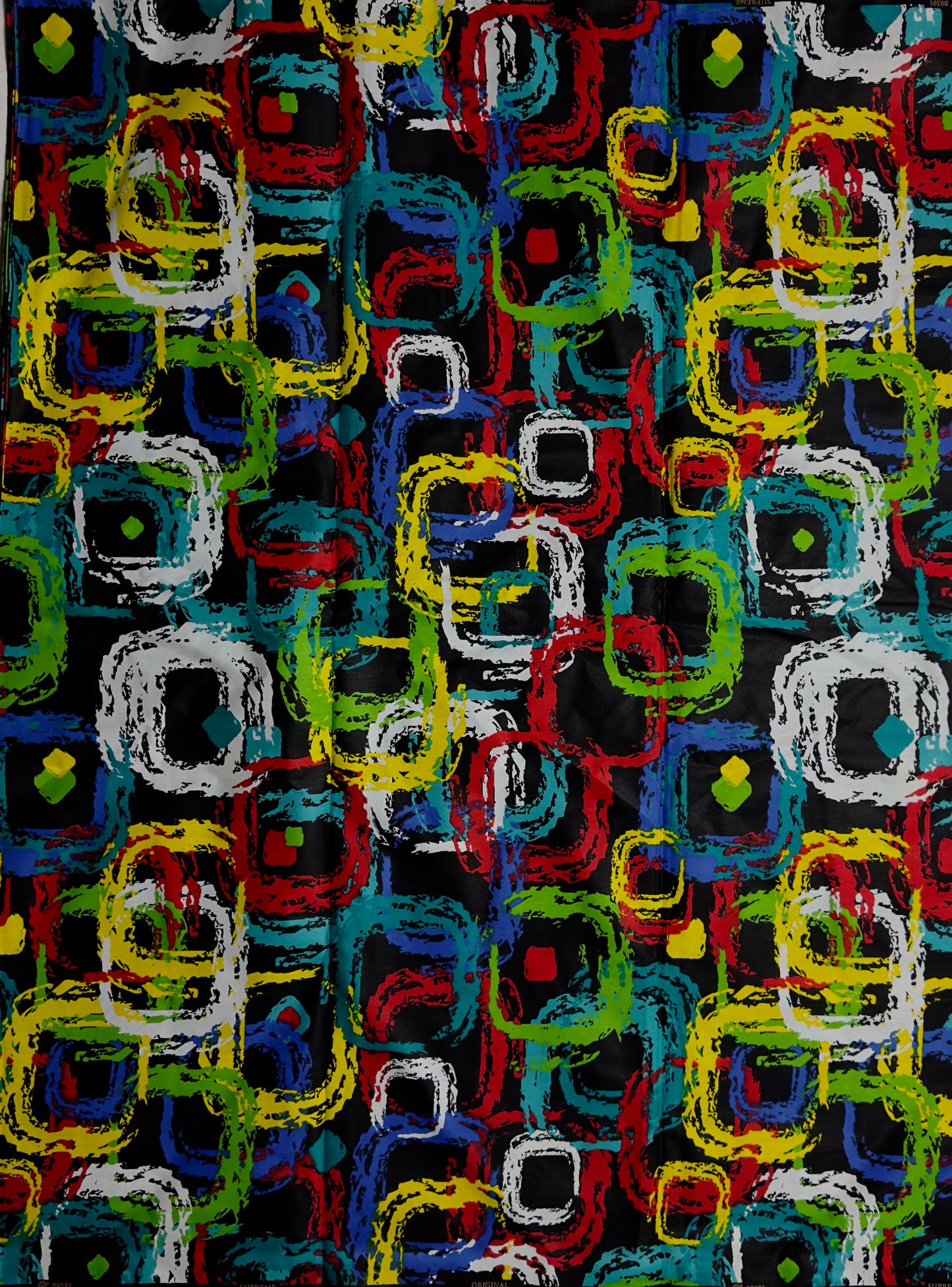 African Print Fabric, Ankara - Red, Green, Blue Fabric