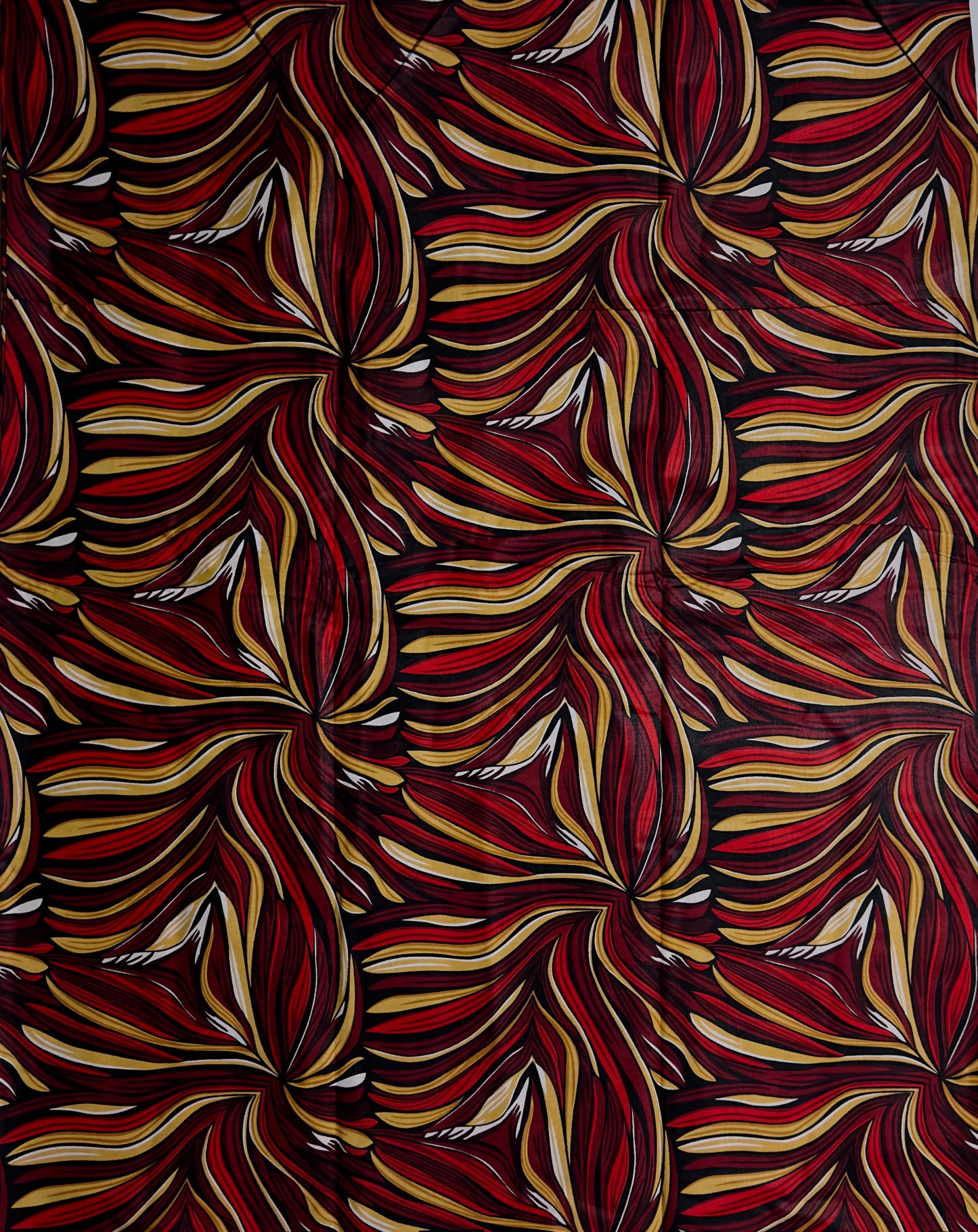 African Print Fabric, Ankara - Red, Beige Fabric