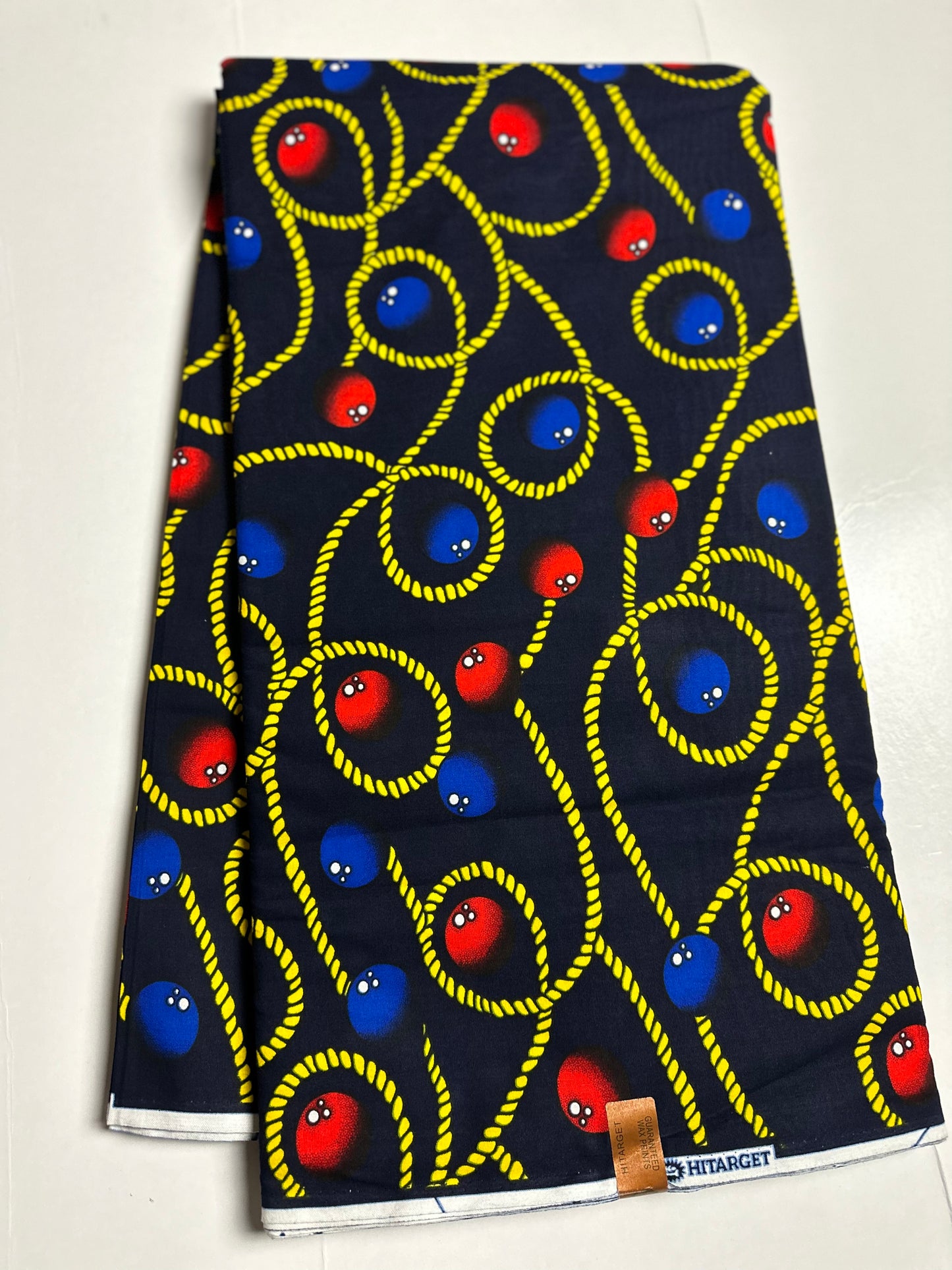 African Print Fabric, Ankara - Blue, Red, Yellow Fabric