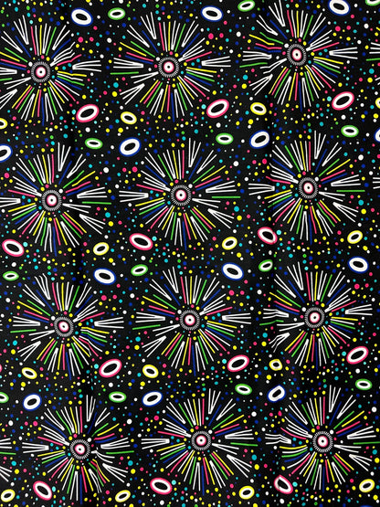 African Print Fabric, Ankara - Blue, Yellow, Pink Fabric