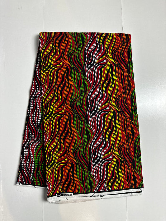 African Print Fabric, Ankara -Green, Orange, Yellow Fabric