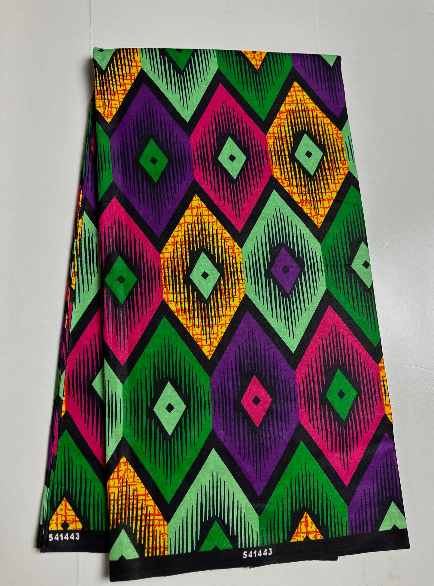 African Print Fabric, Ankara - Purple, Green, Yellow, Pink Fabric