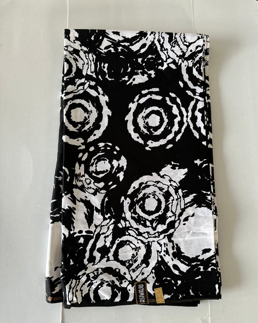 African Print Fabric, Ankara - Black, White, Monochrome Fabric