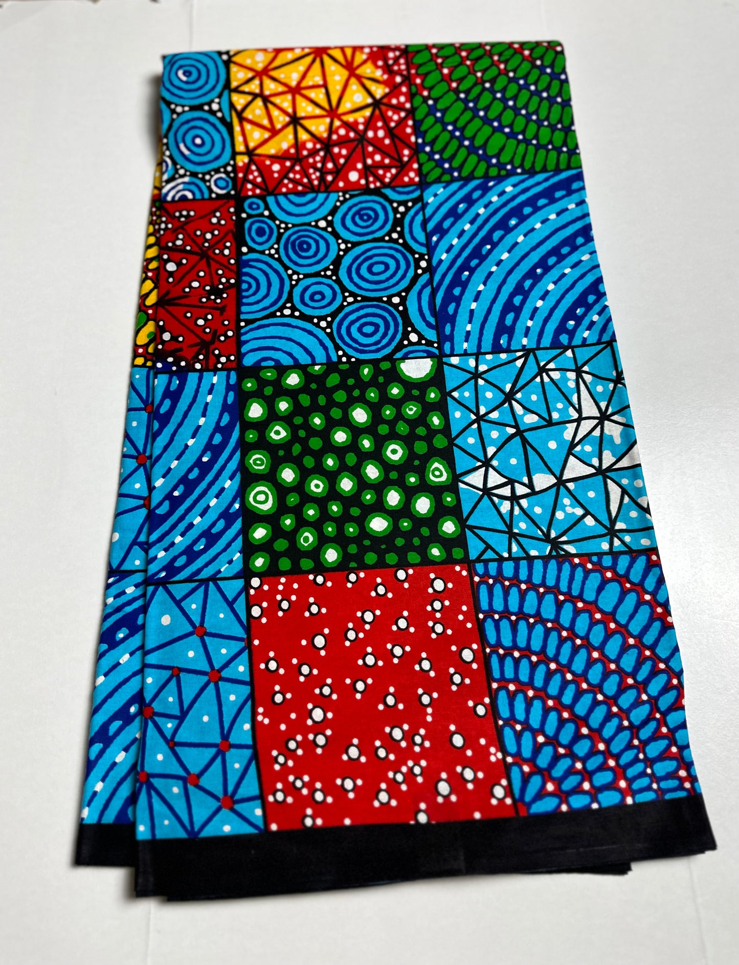 African Print Fabric, Ankara - Blue, Red, Green, Yellow Fabric