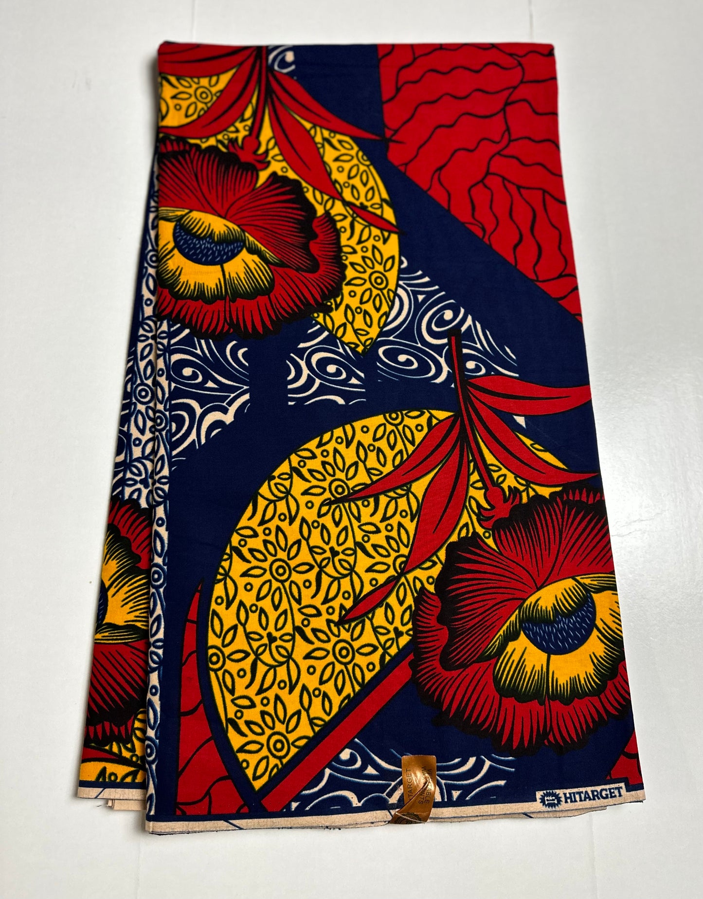 African Print Fabric, Ankara - Blue, Red, Yellow Fabric