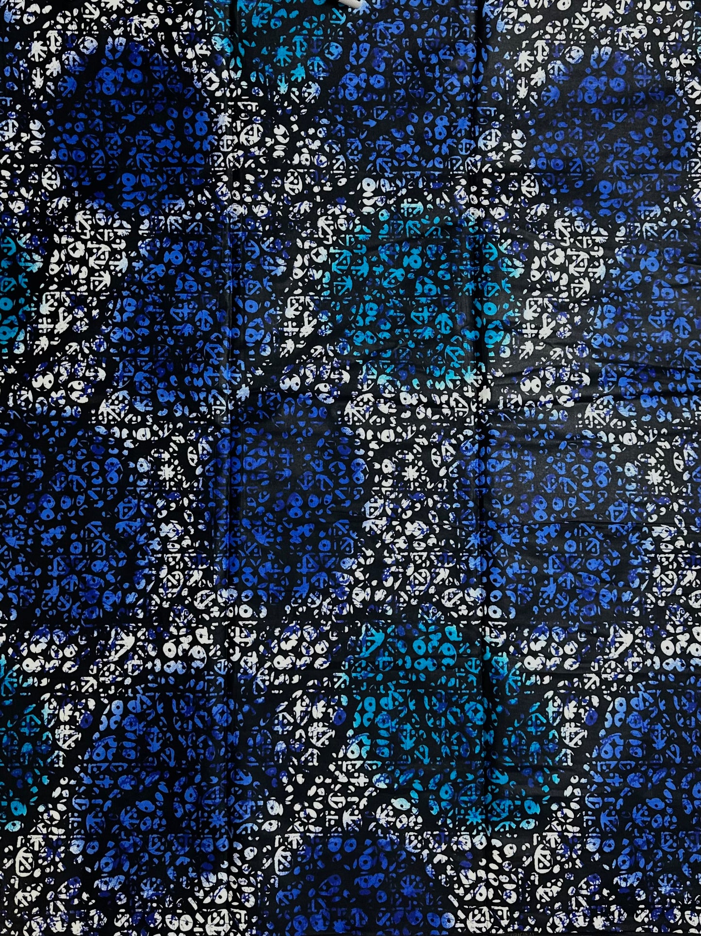 African Print Fabric, Ankara - Blue, White Fabric