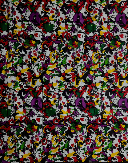 African Print Fabric, Ankara - Purple, Green, Yellow Fabric
