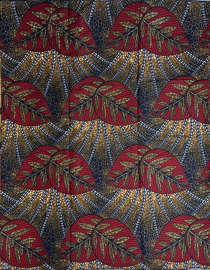 African Print Fabric, Ankara - Red, Brown Fabric