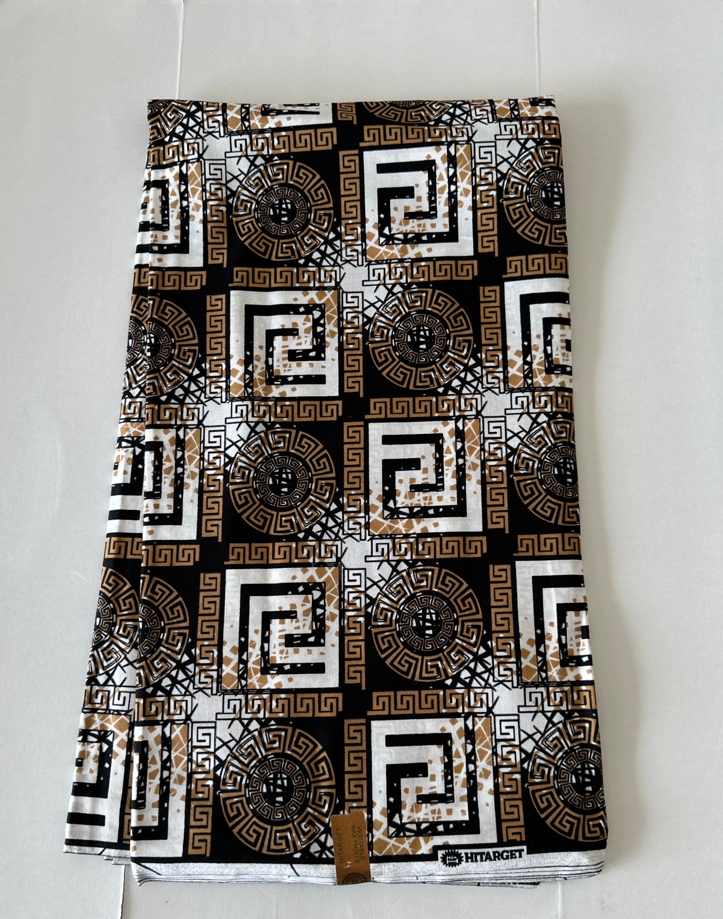 African Print Fabric, Ankara - Tan Brown Fabric