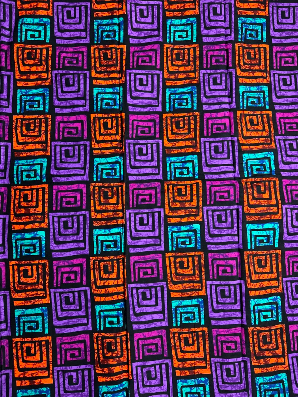 African Print Fabric, Ankara - Purple, Orange, Magenta Fabric