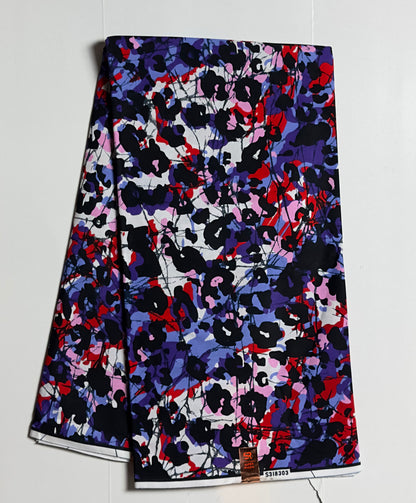 African Print Fabric, Ankara - Purple, Red, Fabric