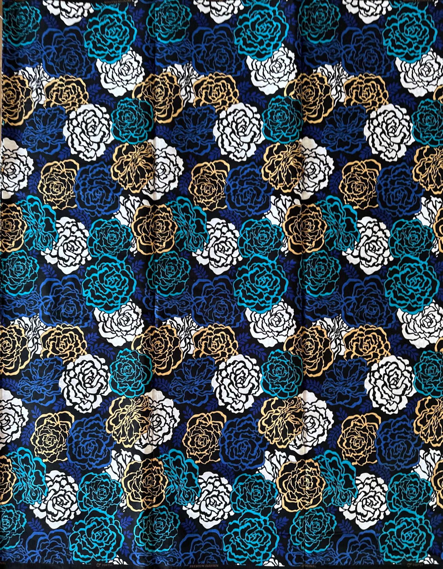 African Print Fabric, Ankara - Blue, Brown Fabric