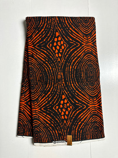 African Print Fabric, Ankara - Orange Fabric