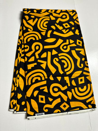 African Print Fabric, Ankara - Yellow Fabric
