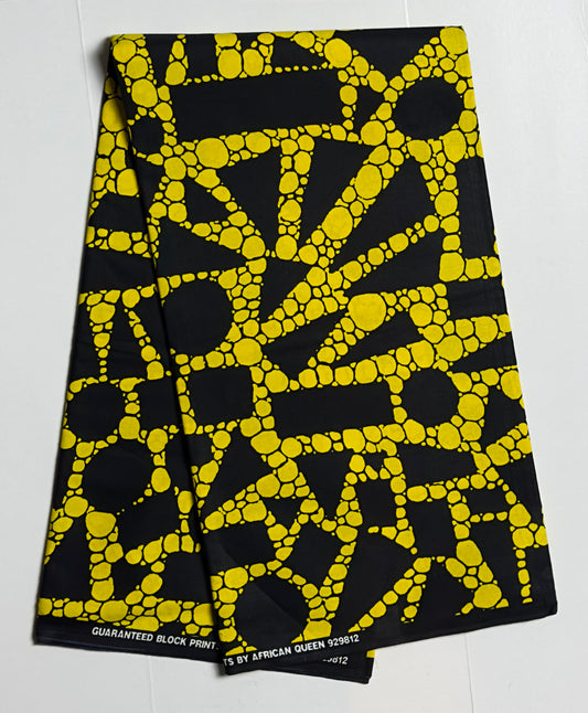 African Print Fabric, Ankara - Yellow Fabric