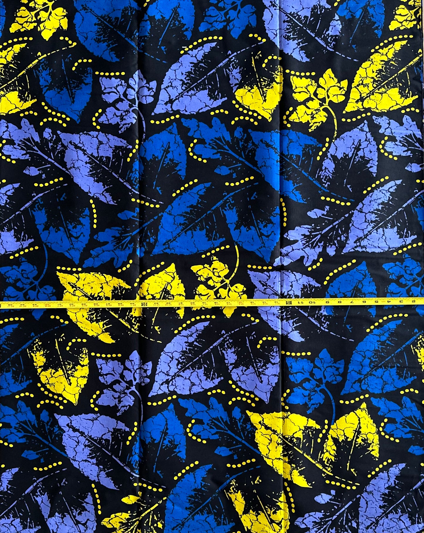 African Print Fabric, Ankara - Blue, Yellow Fabric