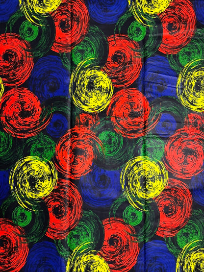 African Print Fabric, Ankara - Red, Yellow, Green, Blue Fabric