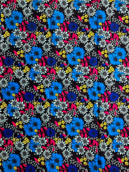 African Print Fabric, Ankara - Blue, Pink, Yellow Fabric