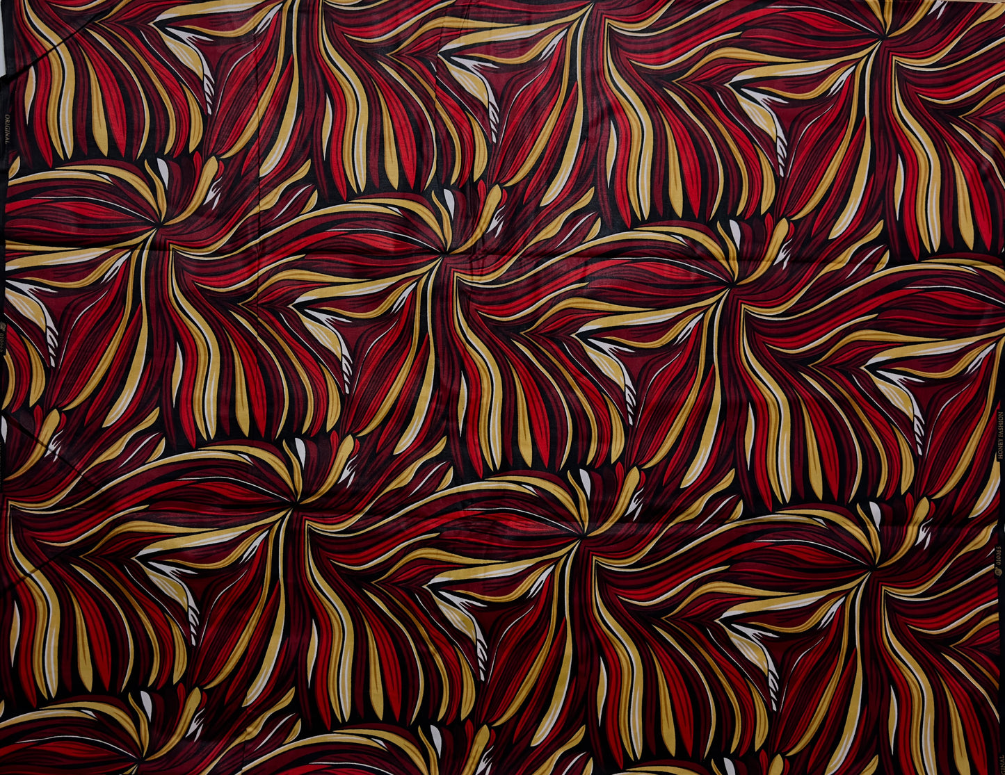 African Print Fabric, Ankara - Red, Beige Fabric