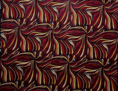 African Print Fabric, Ankara - Red, Beige Fabric