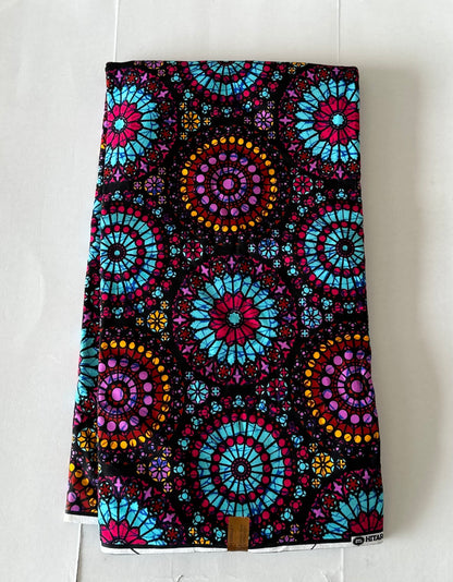 African Print Fabric, Ankara - Purple, Pink, Blue Fabric