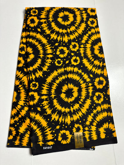 African Print Fabric, Ankara - Yellow Fabric