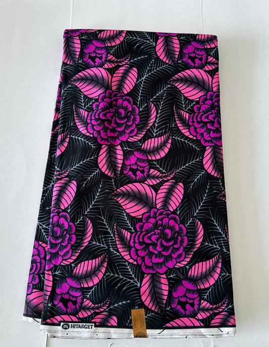 African Print Fabric, Ankara - Purple, Pink Fabric