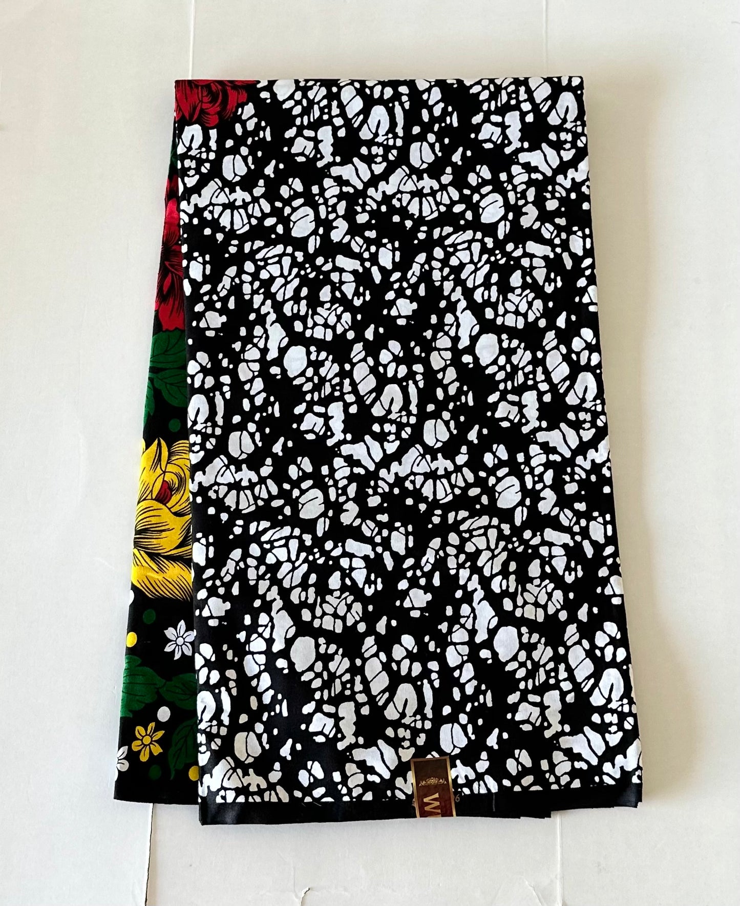 African Print Fabric, Ankara - White, Green, Red, Yellow Fabric