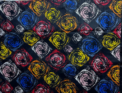 African Print Fabric, Ankara - Black, Blue, Red, Orange, Yellow Fabric