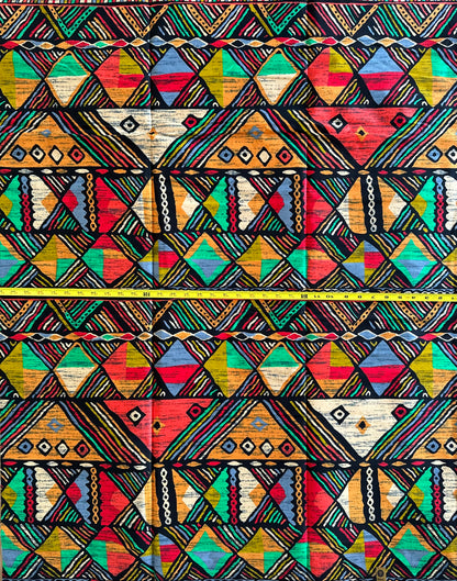 African Print Fabric, Ankara - Green, Orange Fabric