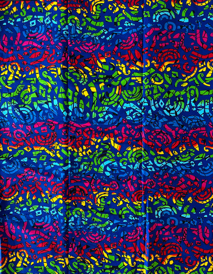 African Print Fabric, Ankara - Blue Fabric