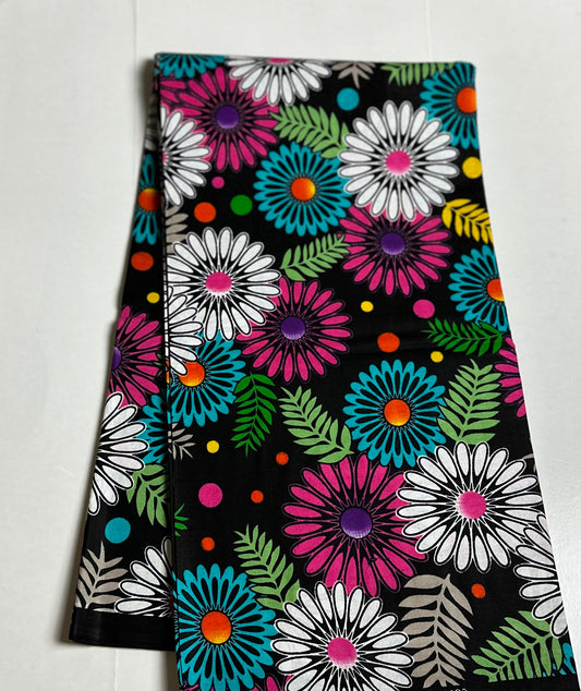 African Print Fabric, Ankara - Black Fabric