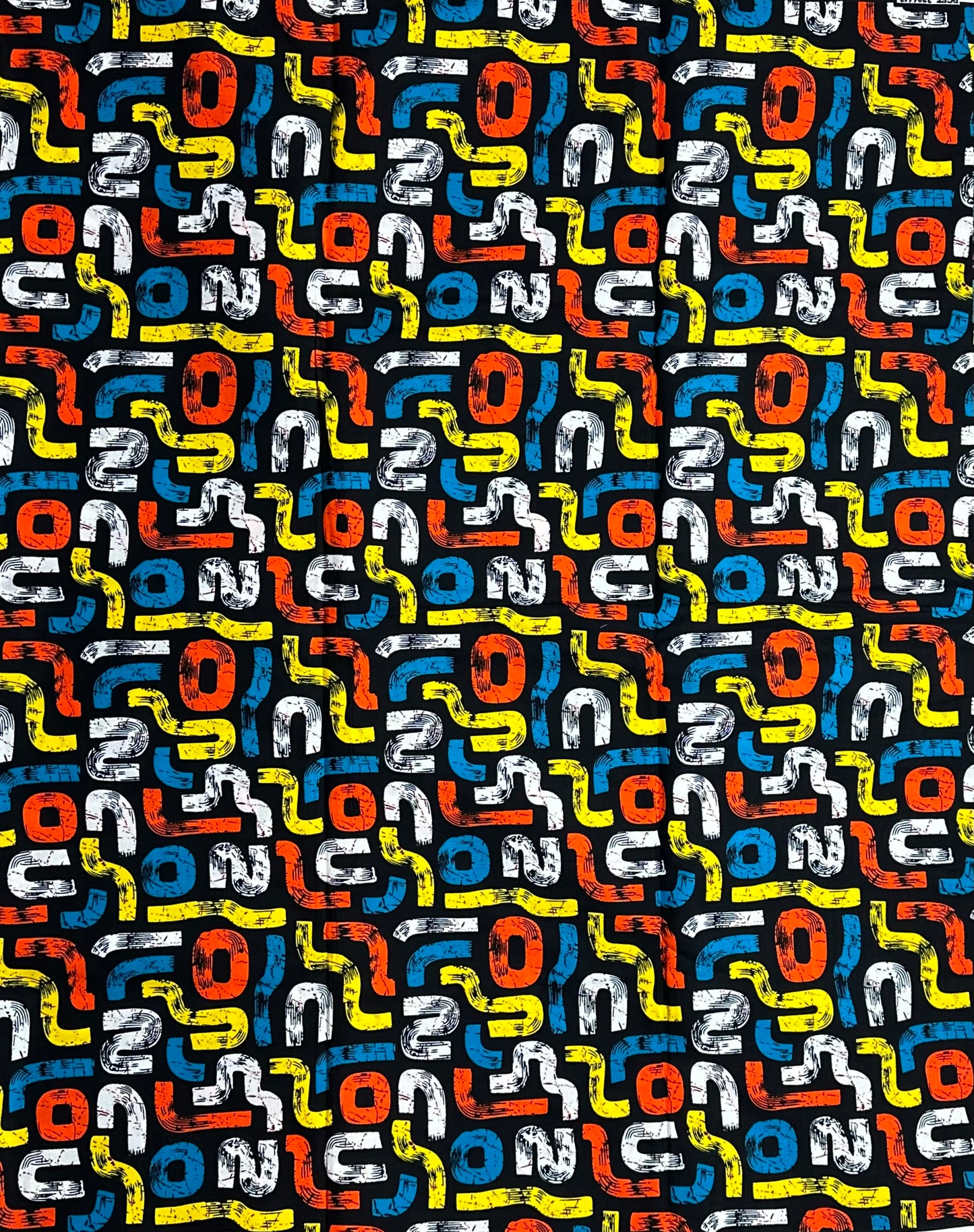 African Print Fabric, Ankara - Orange, Yellow, Blue Fabric