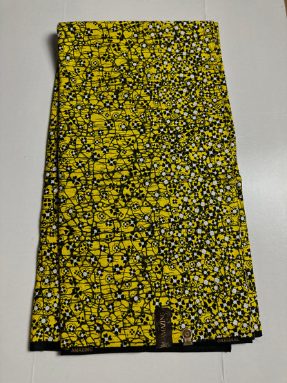 African Print Fabric, Ankara - Yellow Fabric