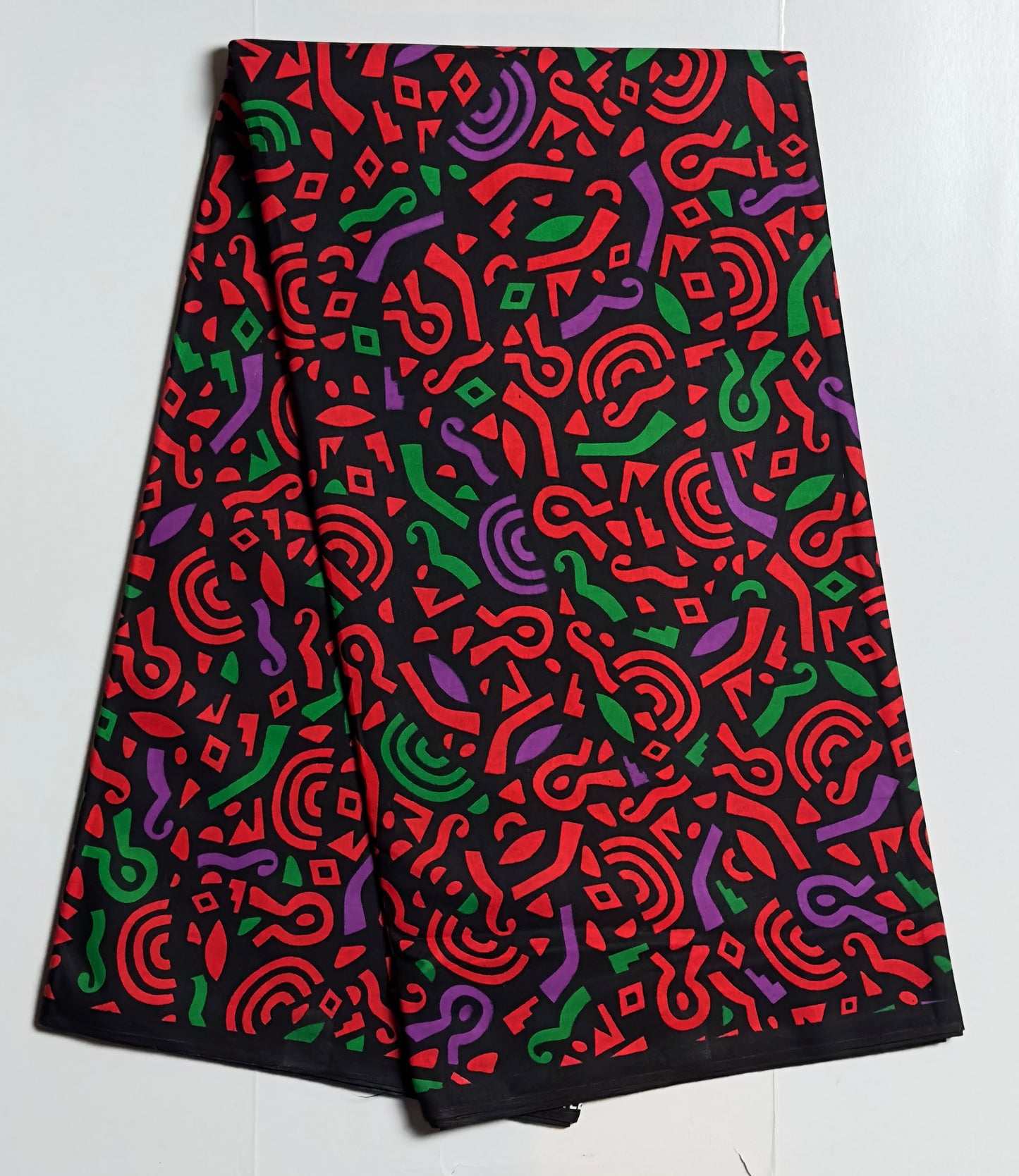African Print Fabric, Ankara - Red, Green, Purple Fabric