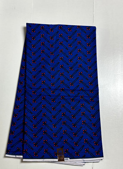 African Print Fabric, Ankara - Blue Fabric