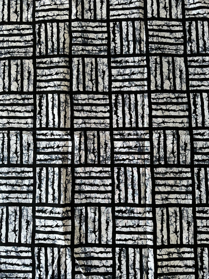 African Print Fabric, Ankara - Black, White, Monochrome Fabric