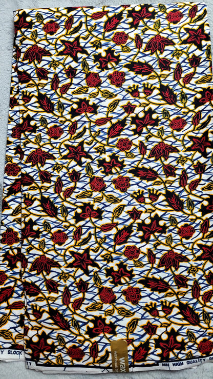 African Fabric - Ankara - African Print Fabric - African Quilts - African Style - Multicolor Fabric - White African print - Wholesale fabric