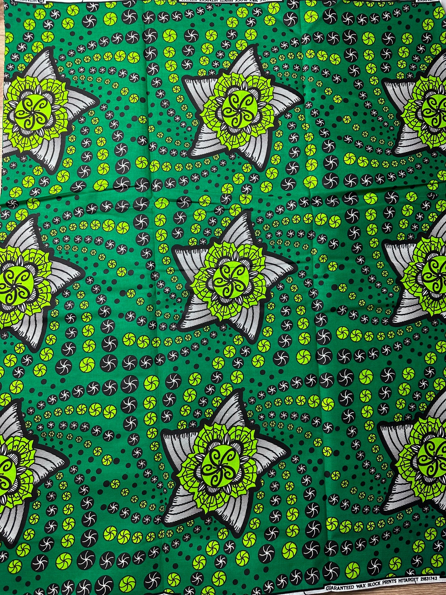 African Fabric - Ankara - African Clothing - Craft African fabric - Green African Print - Ankara Print