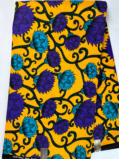 African Fabric - Ankara - African Clothing - Craft African fabric - Yellow African Print - African Style