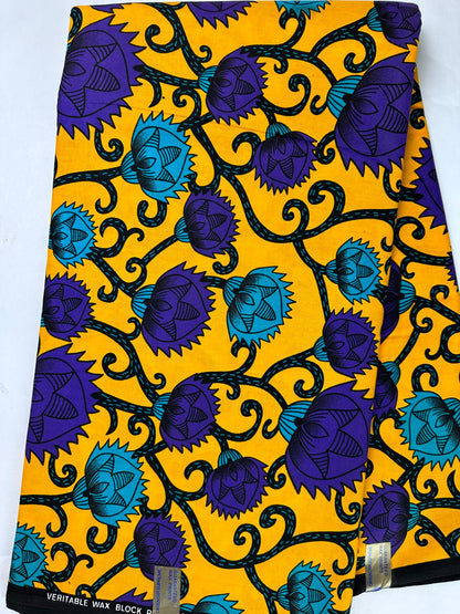 African Fabric - Ankara - African Clothing - Craft African fabric - Yellow African Print - African Style