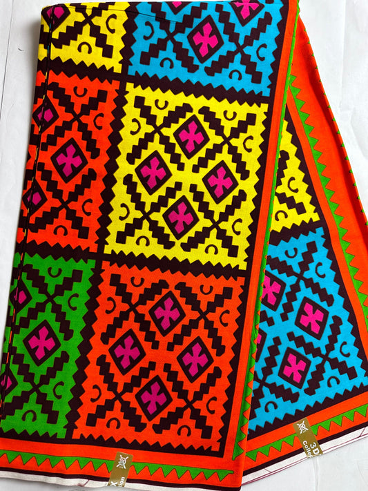 African Fabric - Ankara - African Clothing - Craft African fabric - Cotton African Fabric - Orange Ankara Print Fabric - African Style