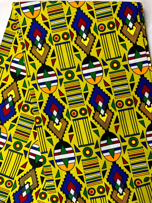 African Fabric - Ankara - Yellow African Clothing Fabric - Craft African fabric - Cotton African Fabric - Ankara Print