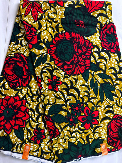 African Fabric - Ankara - African Clothing - Craft African fabric - Red African print Fabric - African Print - Wholesale/ Yard