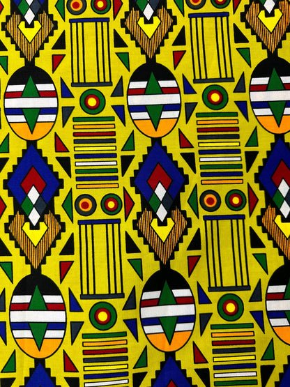 African Fabric - Ankara - Yellow African Clothing Fabric - Craft African fabric - Cotton African Fabric - Ankara Print