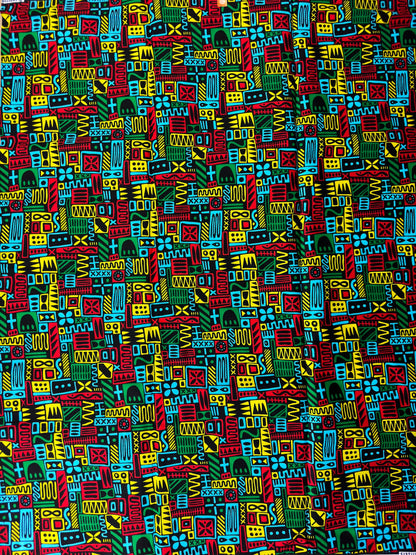 African Fabric - Green Ankara Fabric - African Clothing - Craft African fabric - Multicolor Fabric - African Print - Wholesale/ Yard