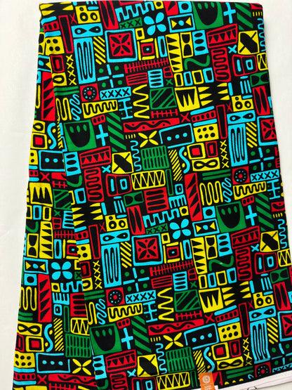 African Fabric - Green Ankara Fabric - African Clothing - Craft African fabric - Multicolor Fabric - African Print - Wholesale/ Yard