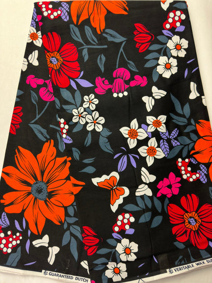 African Fabric - Ankara - African Clothing - Craft fabric - Orange Ankara Print Fabric - African Print - African Style - Cotton Fabric