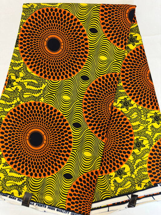 African Fabric - Ankara - Yellow African Print Fabric - Craft African fabric - Ankara Print - African Clothing-