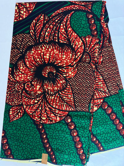 African Fabric - Green Ankara Fabric - African Clothing - Craft African fabric - Cotton African Fabric - Ankara Print - African Style